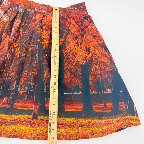Boho Modcloth Fervour Forest Pleated ALine Skirt Cottagecore Orange Red Large - Picture 9 of 11